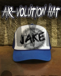 A003 Personalized Airbrush Name Design Snapback Trucker Hat