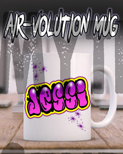A009 Personalized Airbrush Name Design Ceramic Coffee Mug