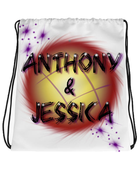 A013 Digitally Airbrush Painted Personalized Custom Name Writing Color Party Design Gift   Drawstring Backpack
