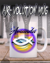 E001 Personalized Airbrush Jesus Fish Landscape Ceramic Coffee Mug