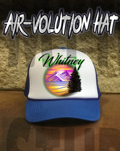 E003 Personalized Airbrush Mountain Landscape Snapback Trucker Hat