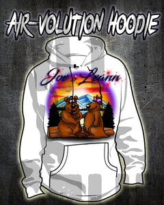 E020 Personalized Airbrush Bears Mountain Landscape Hoodie Sweatshirt