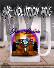 E020 Personalized Airbrush Hearts Mountain Landscape Ceramic Coffee Mug