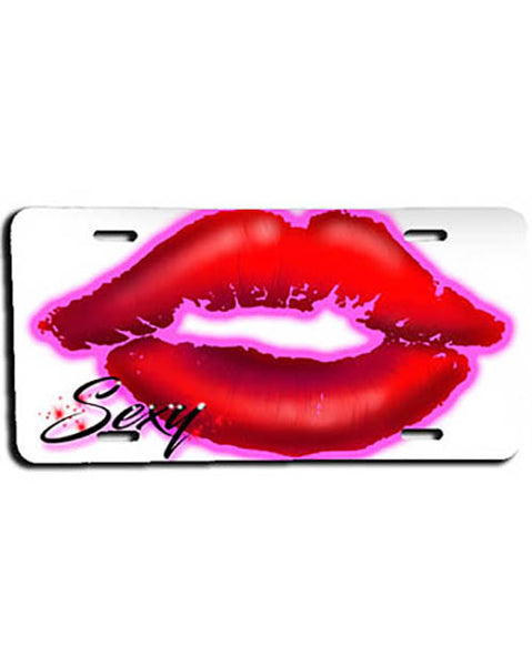 F012 Personalized Airbrushed Sexy Lips License Plate Tag