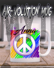 F025 Personalized Airbrushed Peace Sign Ceramic Coffee Mug