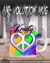 F027 Personalized Airbrushed Peace Heart Ceramic Coffee Mug