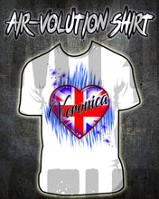 F033 Personalized Airbrushed British Flag Heart Tee Shirt