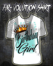 F038 Personalized Airbrushed Birthday Crown Girl Kids and Adult Tee Shirt