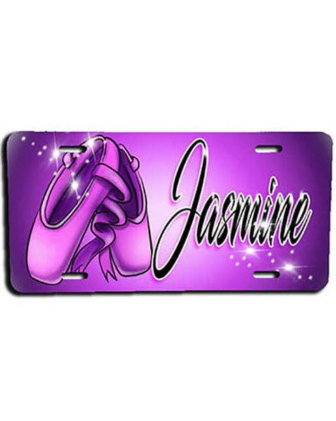 G008 Personalized Airbrush Ballet Shoes License Plate Tag