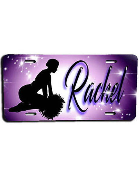 G010 Personalized Airbrush Cheerleader License Plate Tag