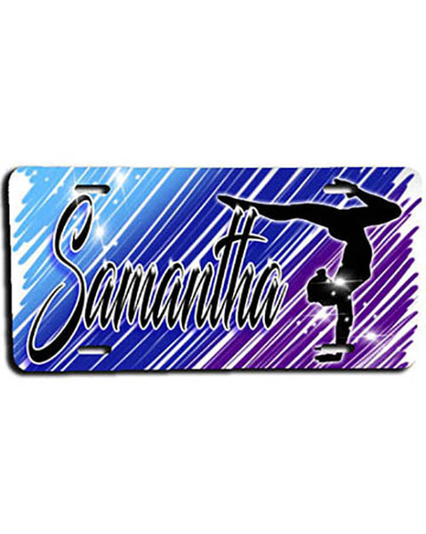 G012 Personalized Airbrush Gymnastics License Plate Tag