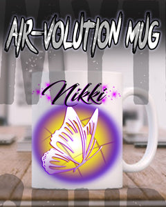 I001 Personalized Airbrush Butterfly Ceramic Coffee Mug