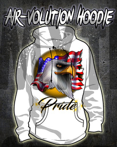 I003 Personalized Airbrush American Flag Bald Eagle Hoodie Sweatshirt