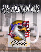 I003 Personalized Airbrush American Flag Bald Eagle Ceramic Coffee Mug