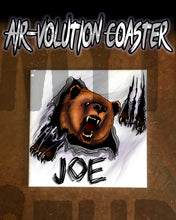 I006 Personalized Airbrush Angry Bear Ceramic Coaster