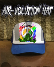 I009 Personalized Airbrush Peace Frog Snapback Trucker Hat
