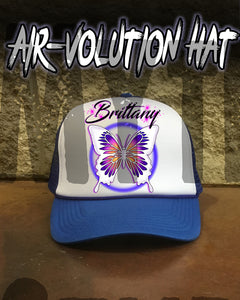 I012 Personalized Airbrush Butterfly Snapback Trucker Hat