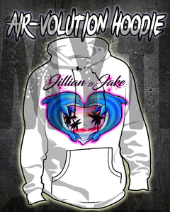 I018 Personalized Airbrush Dolphin Heart Hoodie Sweatshirt