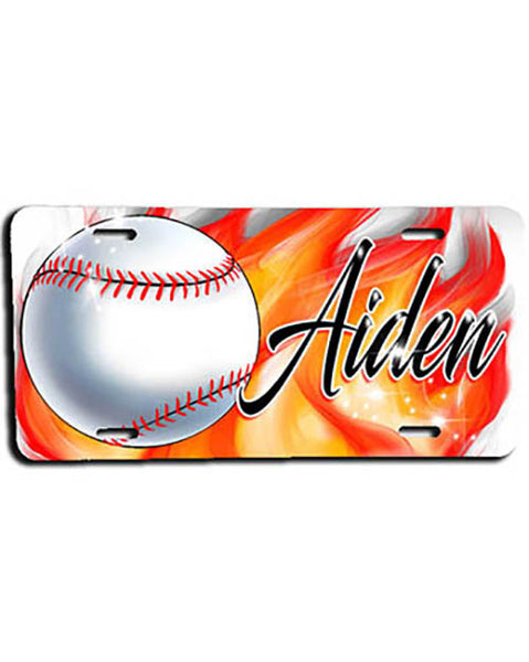 LG001 Personalized Airbrushed Baseball License Plate Tag
