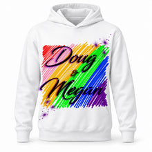 A001 Personalized custom airbrushed couples name writing rainbow color Hoodie
