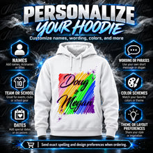 A001 Personalized custom airbrushed couples name writing rainbow color Hoodie