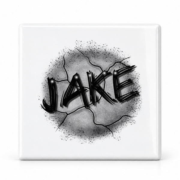A003 Granite Name ceramic coaster by Mythic Airbrush, original Air-Volution design — main image