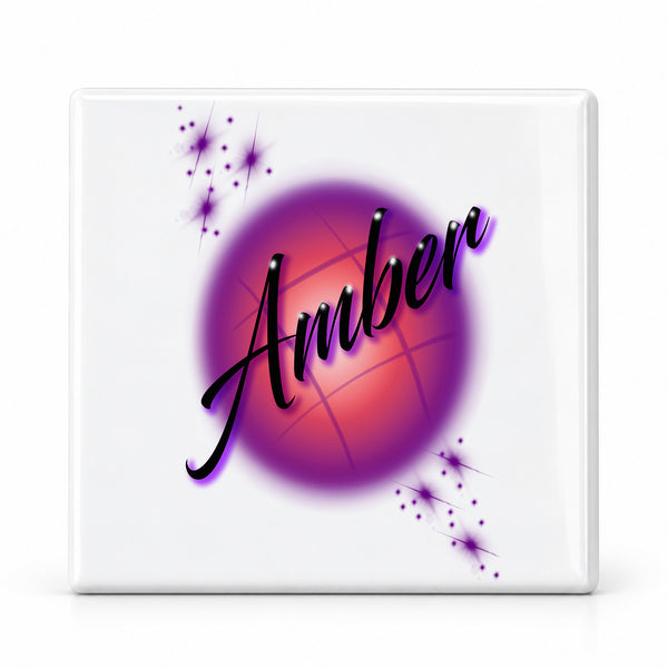 A004 Lettering ceramic coaster by Mythic Airbrush, original Air-Volution design — main image