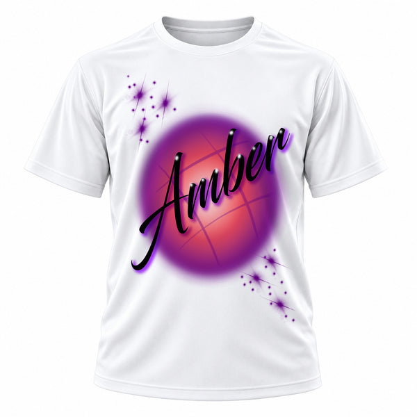 Personalized Lettering T-Shirt, front-view T-shirt mockup featuring custom Air-Volution artwork by Mythic Airbrush