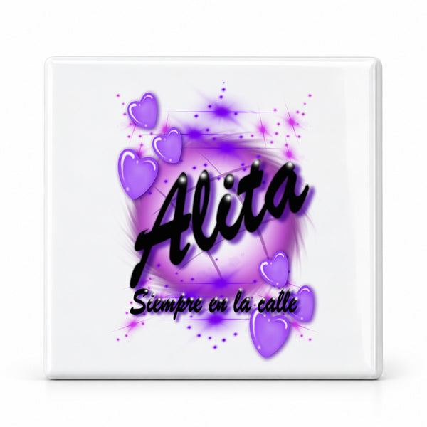 A020 Heart Name ceramic coaster — MAIN photo
