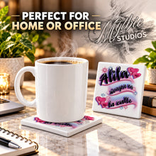 A021 Hearts Name ceramic coaster — PT03 photo