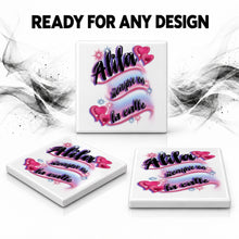 A021 Hearts Name ceramic coaster — PT06 photo