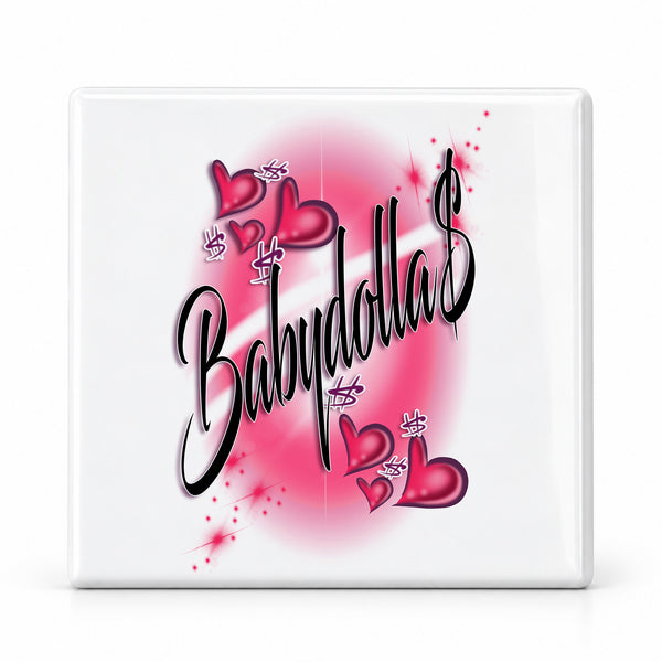 A022 Heart Lettering ceramic coaster — MAIN photo