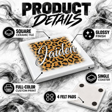A024 Cheetah Name ceramic coaster — PT02 photo