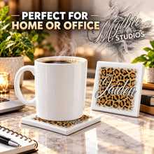 A024 Cheetah Name ceramic coaster — PT03 photo