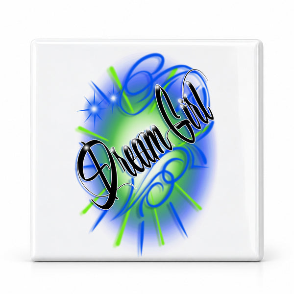 A025 Name Artwork ceramic coaster — MAIN photo