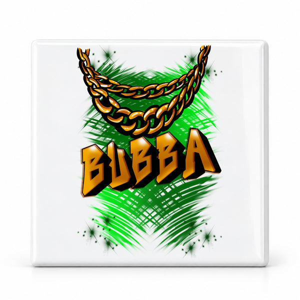 A027 Gold Chain Name ceramic coaster — MAIN photo