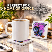 B148 Wizard Unicorn ceramic coaster by Mythic Airbrush, original Air-Volution design — product image 4