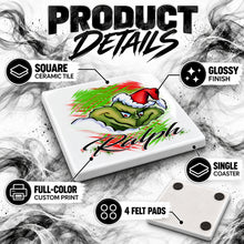 B152 The Grump Holiday ceramic coaster by Mythic Airbrush, original Air-Volution design — product image 3