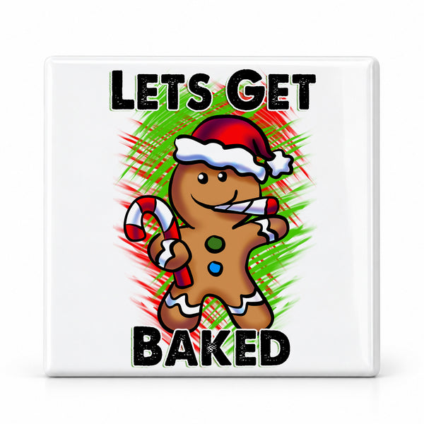 B153 Gingerbread Character ceramic coaster by Mythic Airbrush, original Air-Volution design — main image