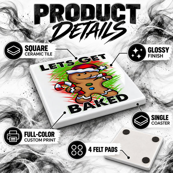 B153 Gingerbread Character ceramic coaster by Mythic Airbrush, original Air-Volution design — product image 3