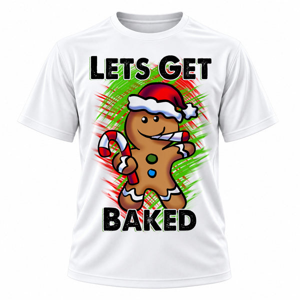 Personalized Gingerbread Character T-Shirt, front-view T-shirt mockup featuring custom Air-Volution artwork by Mythic Airbrush