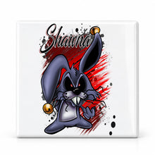 B174 Evil Rabbit ceramic coaster by Mythic Airbrush, original Air-Volution design — main image