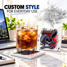 B174 Evil Rabbit ceramic coaster by Mythic Airbrush, original Air-Volution design — product image 2