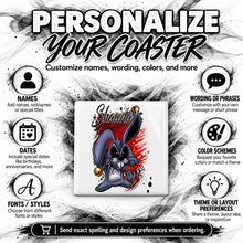 B174 Evil Rabbit ceramic coaster by Mythic Airbrush, original Air-Volution design — product image 5