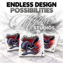 B174 Evil Rabbit ceramic coaster by Mythic Airbrush, original Air-Volution design — product image 6