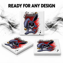 B174 Evil Rabbit ceramic coaster by Mythic Airbrush, original Air-Volution design — product image 7