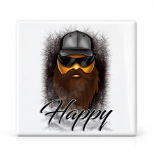 B201 Bearded Smiley Face ceramic coaster — MAIN photo