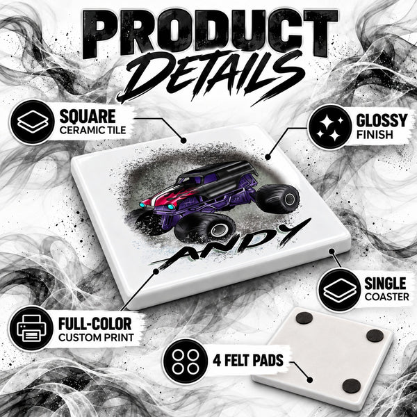 B224 Monster Truck ceramic coaster — PT02 photo