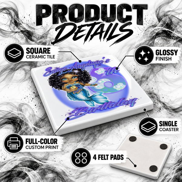 B228 Fantasy Mermaid ceramic coaster — PT02 photo