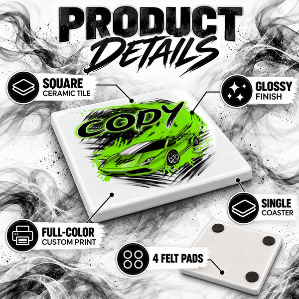 B253 Racing Car Character ceramic coaster — PT02 photo